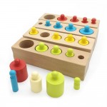 Set 4 coloane cu cilindrii din lemn educativi Montessori colorati