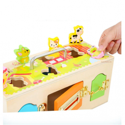 Casuta din lemn cu incuietori si sortator