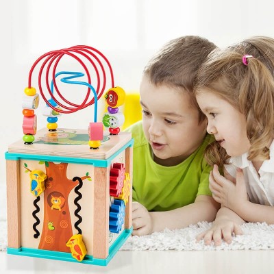 Cub din lemn cu activitati Omida