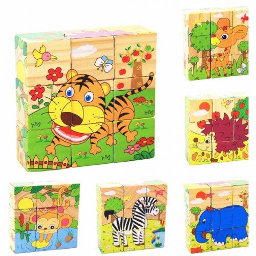 Puzzle Cuburi Din Lemn Pentru Bebelusi