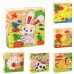Puzzle cuburi din lemn pentru bebelusi