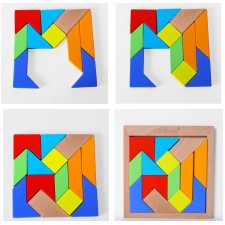Puzzle din lemn Tangram 14 piese Puzzle din lemn Tangram 14 piese