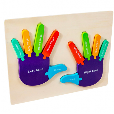 Joc puzzle din lemn Invata mainile si degetele 3D
