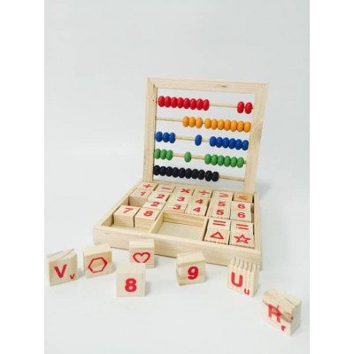 Abac din lemn si cubulete cu operatiuni si cifre