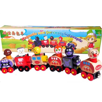 Trenulet magnetic din lemn cu figurine