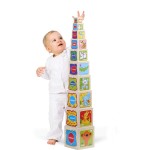 Turn din lemn Montessori colorat cu 10 cuburi